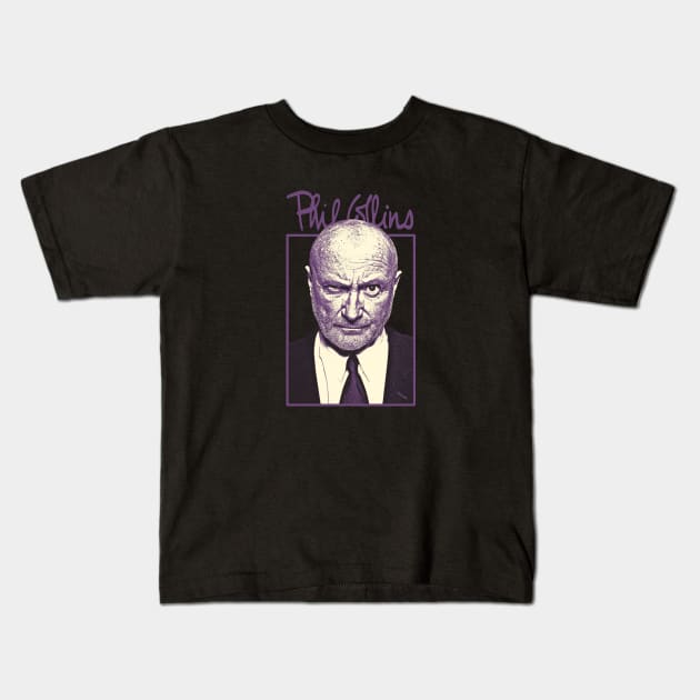 Phil Collins Genesis 1970s Kids T-Shirt by Bingung Mikir Nama Design